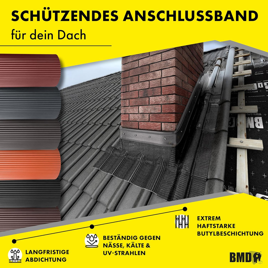 BMD Kaminanschlussband Wandanschlussband 300 mm x 5 m plissiert (braun (RAL 8017)) Kaminanschluss Wa