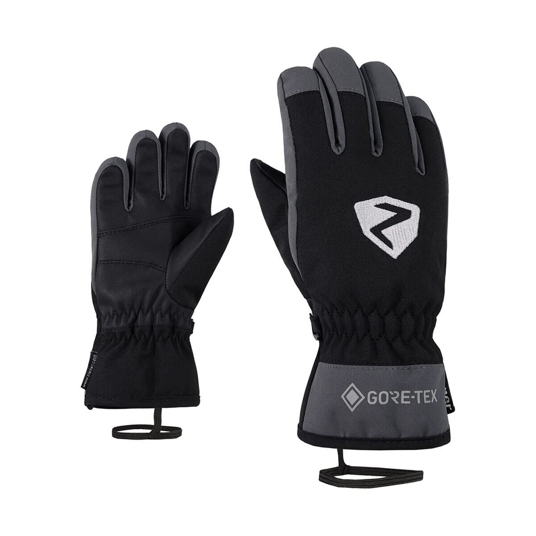 Ziener Kinder Larino Ski-Handschuhe/Wintersport | Gore-Tex, wasserdicht, Lange Stulpe 3.5 schwarz, m