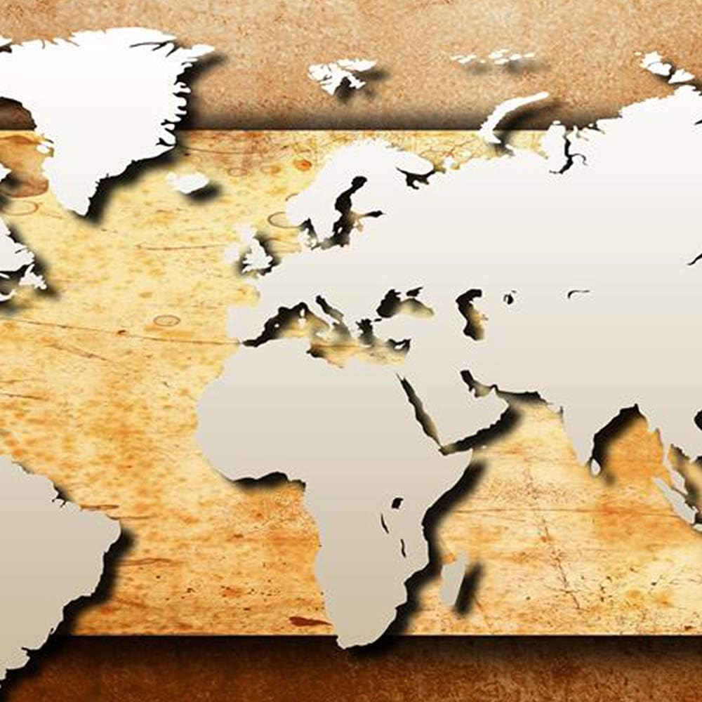 Leinwandbild XXL Weltkarte Wandbild Kunst Landkarte Geographie braun 100x70 cm 100L x 70B cm M_11868