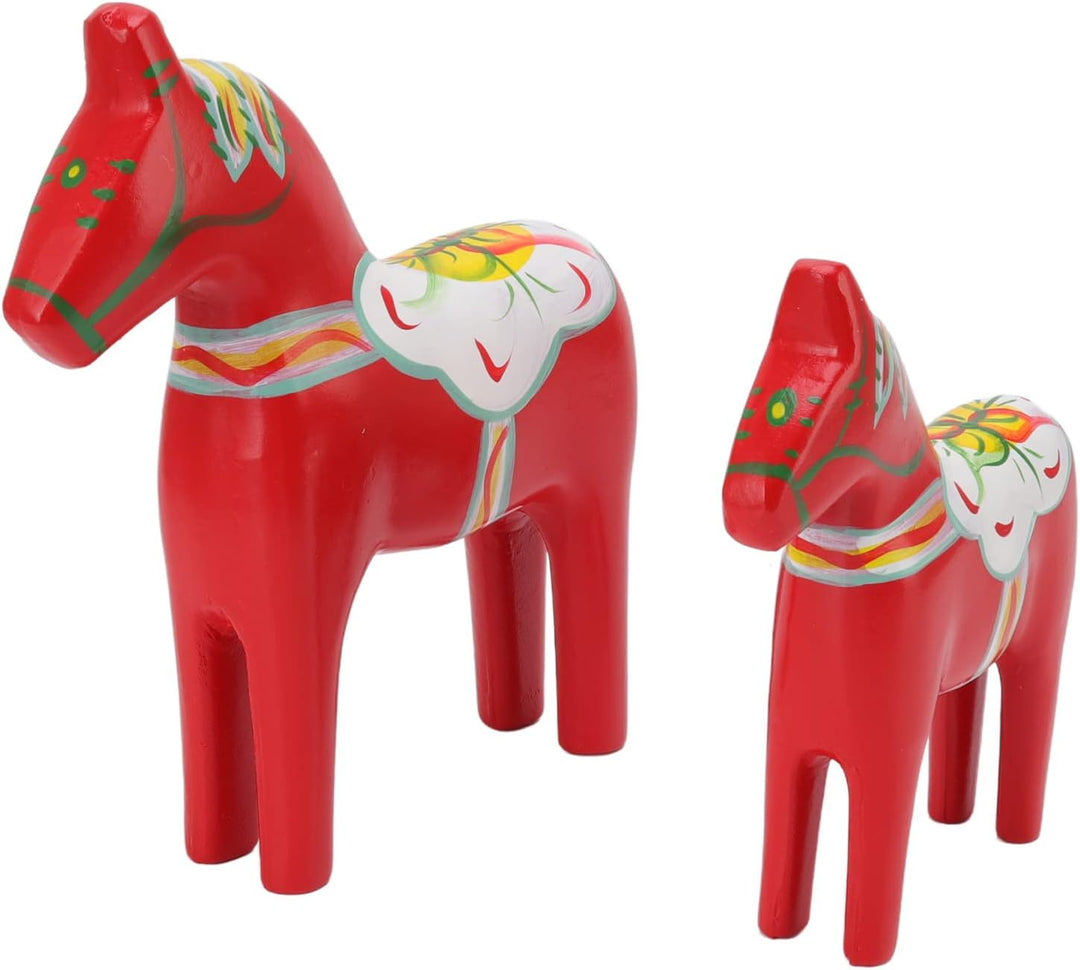 Mxzzand Schwedisches Dala-Pferd, 1 Paar schwedisches Dala-Pferd aus Holz, handgefertigtes feines Sch
