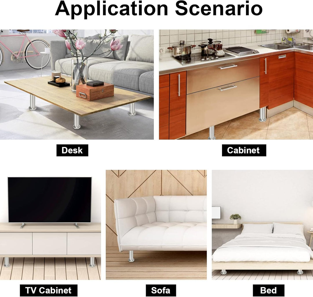 Gimisgu Aluminium Möbelfüsse 4er Set,Runde Möbelfuss Sockelfuss,Höhe 60mm,Höhenverstellbar:15mm,Bela