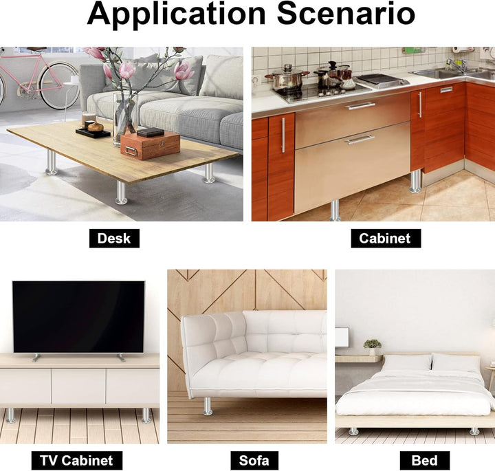 Gimisgu Aluminium Möbelfüsse 4er Set,Runde Möbelfuss Sockelfuss,Höhe 60mm,Höhenverstellbar:15mm,Bela