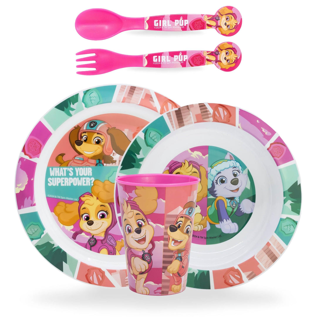Sorrisini Kindergeschirr set Paw Patrol, Wiederverwendbares Babygeschirr Set, Kinder Essgeschirr, Mi