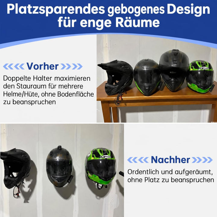 Helmhalterung Wand aus Metall, Schwarz, 2 Stück, 2 Stück