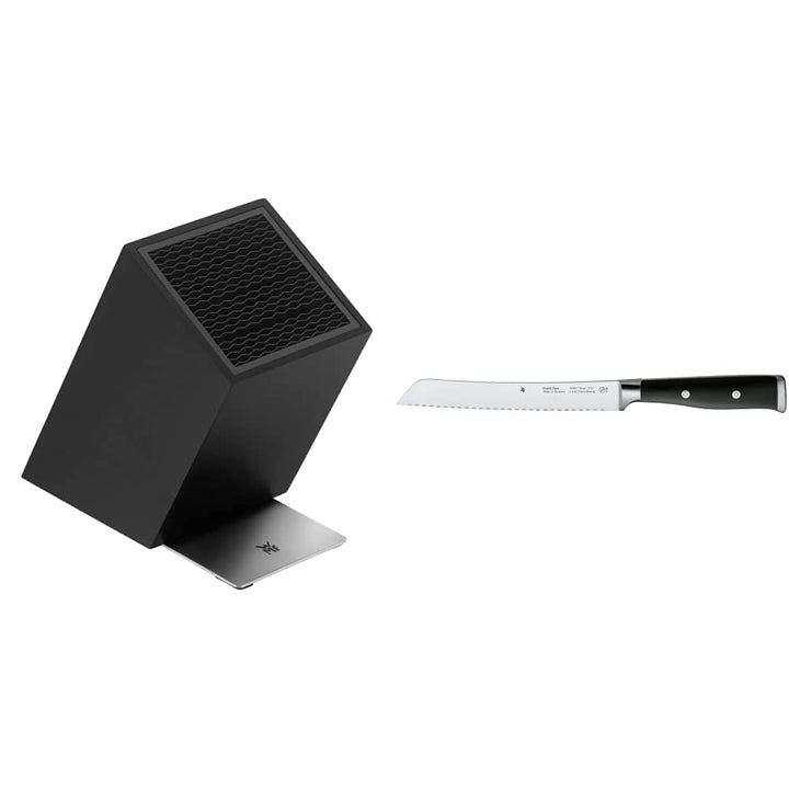 WMF FlexTec Messerblock, schwarzlackierter Messerhalter für bis zu 15 Küchenmesser, Cromargan®: Edel
