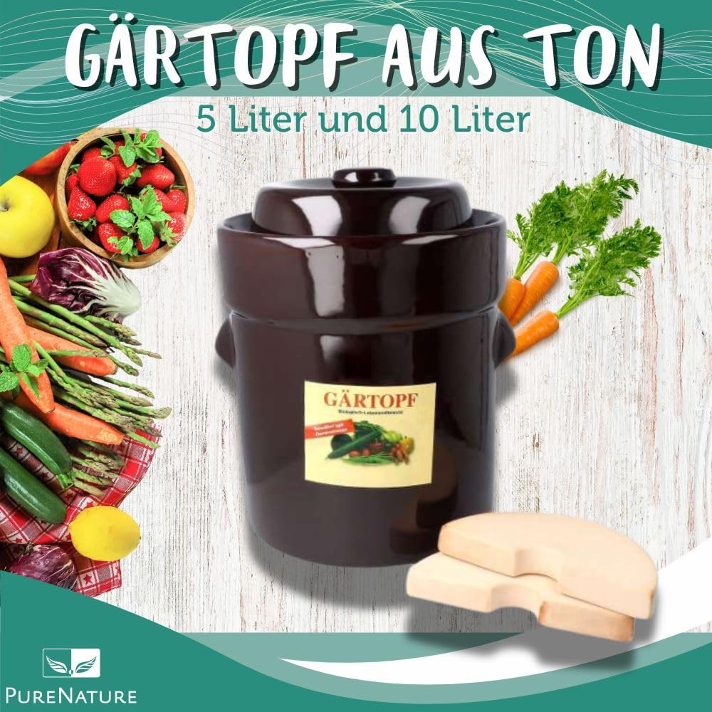 Gärtopf-Set braun 5l mit Deckel