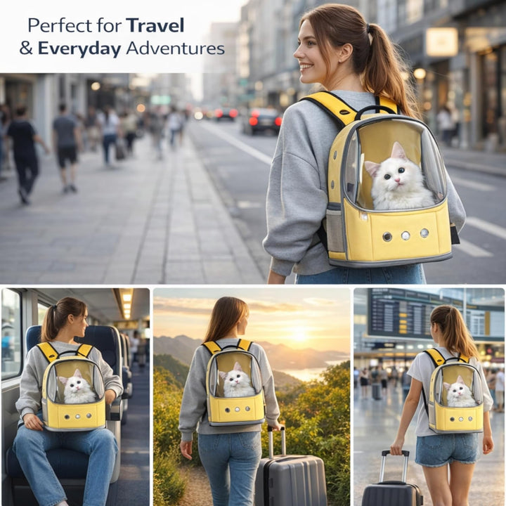 Blue Eyes Haustier Rucksack mit grossem Sichtfenster, Atmungsaktive Transporttasche für Katzen & kle