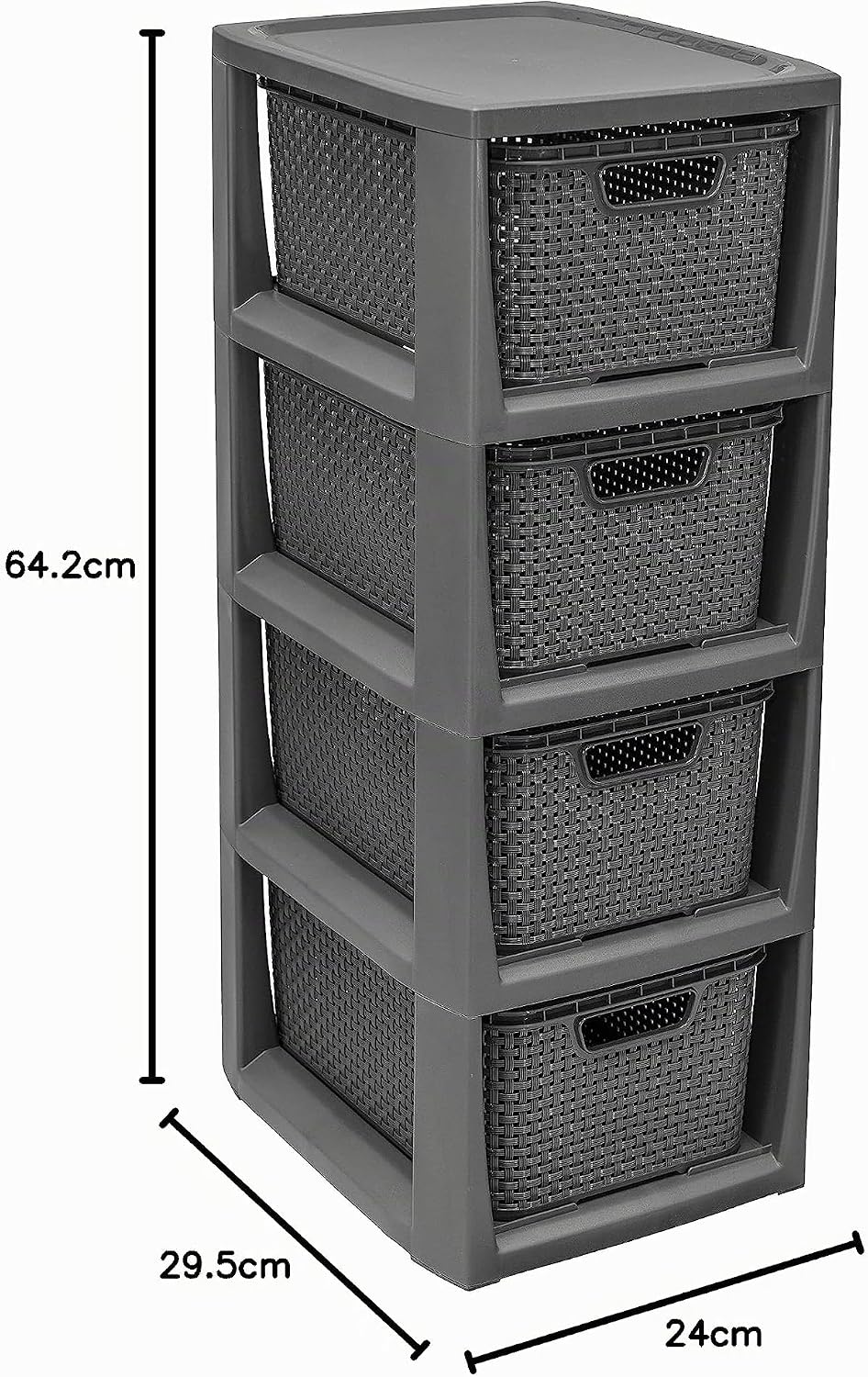 BranQ - Home essential 100% recycelt Kunststoff PP, Ökologisch, Regal in Rattan Design, 29,5 x 24 x