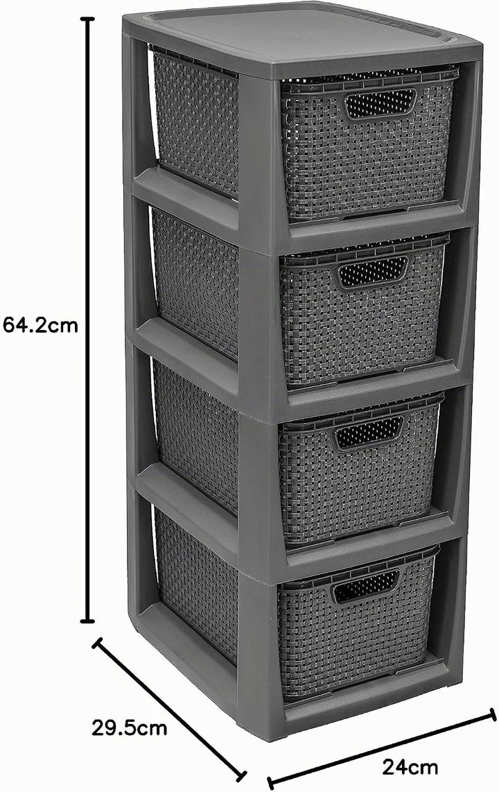 BranQ - Home essential 100% recycelt Kunststoff PP, Ökologisch, Regal in Rattan Design, 29,5 x 24 x