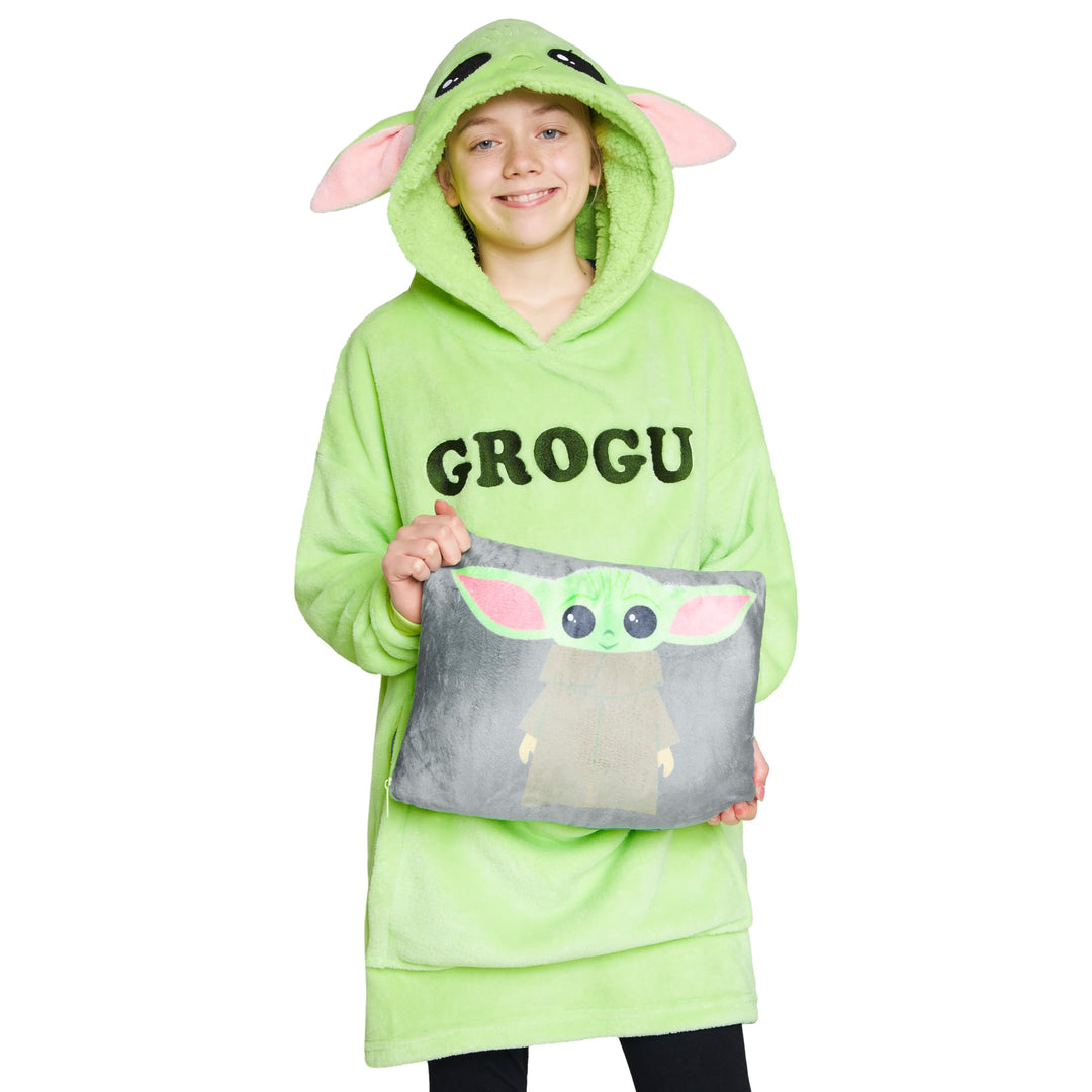 Disney Übergrosse Kapuzenpullover Mädchen 2-in-1 Kissen Hoodie, Sherpa-Kapuze & 3D-Ohren One Size -