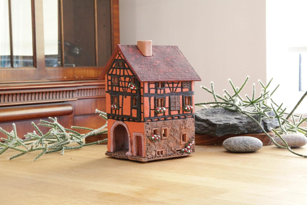 Midene Keramik Aroma Lichthaus, Handarbeit, Künstlerisches Miniatur, Historisches Altes Haus in Riqu
