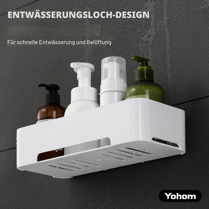 YOHOM Weiss Selbstklebende Duschkorb Ohne Bohren für Badezimmerwand Kunststoff Shampoo Halter Caddy