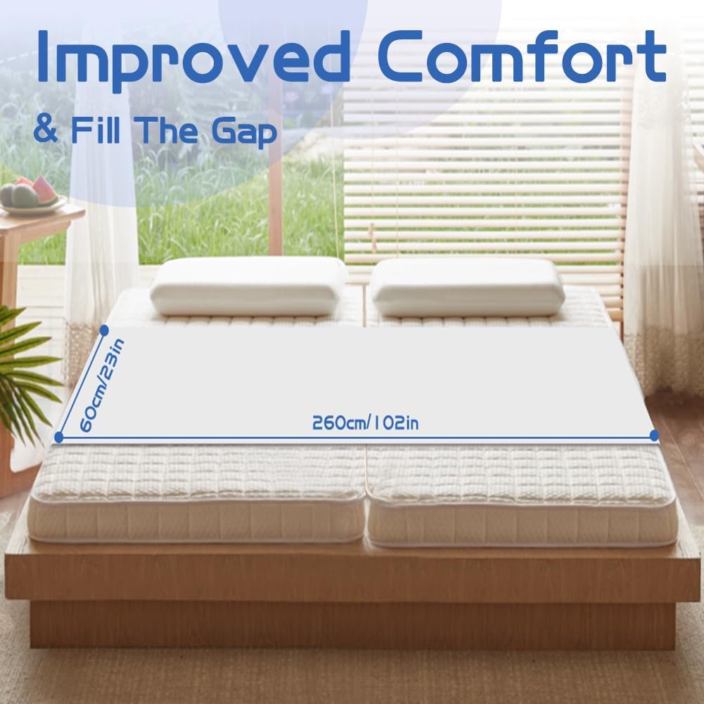 DUJUIKE Doppelbett-Zu-Kingsize-Bett-Konverter, 2-In-1-BettbrüCke, Verstellbarer Elastischer Matratze