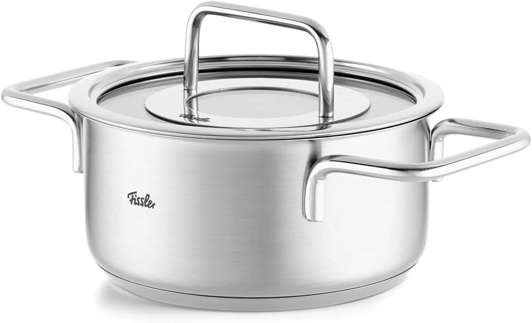 Fissler Pure Collection/Edelstahl-Kochtopfset, 4-teilig, Töpfe mit Glas-Deckel (2 Kochtöpfe,2 Braten