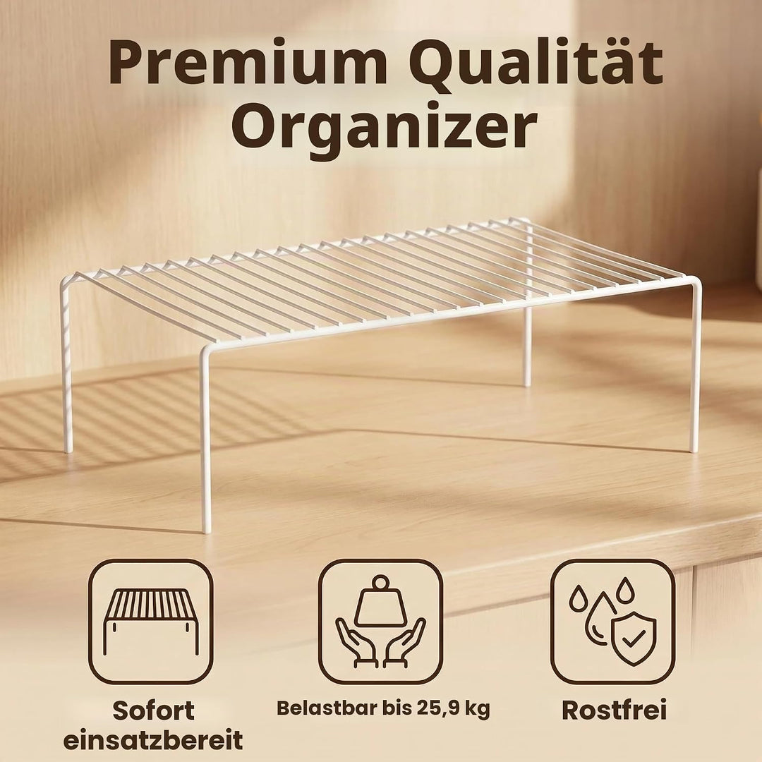 IPEGTOP Küche-Schrank-Organisator, Set von 4 grossen (40 x 24 cm) rostfreien Edelstahl-Gitternregale