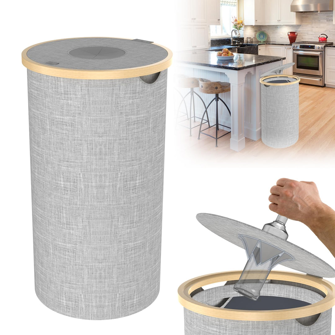 UISEBRT Pfandflaschen-Sammelbox mit Deckel und Tragetasche | Recycling Behälter aus Oxford-Stoff und