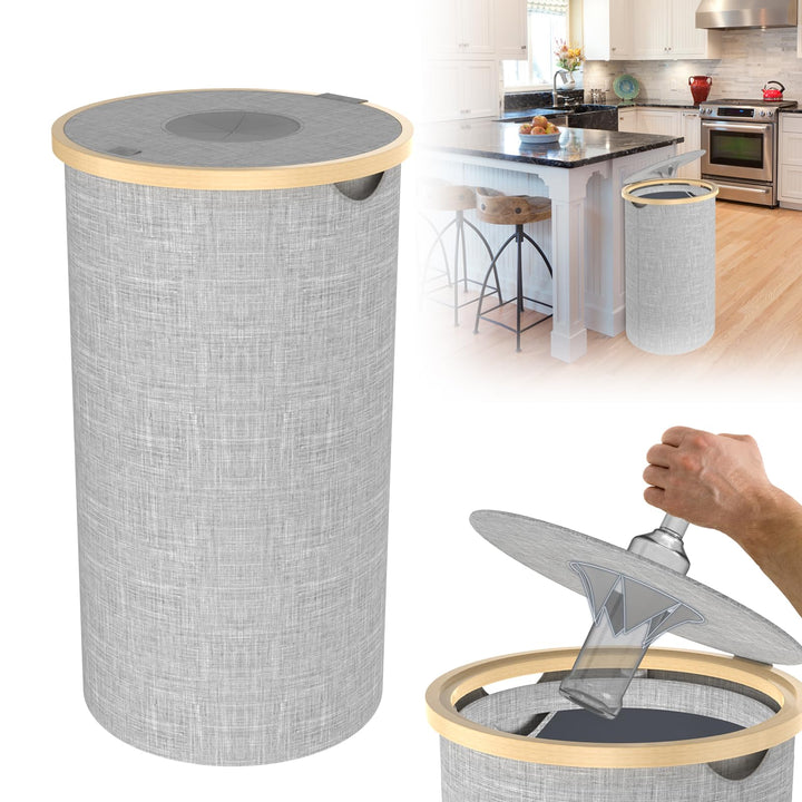 UISEBRT Pfandflaschen-Sammelbox mit Deckel und Tragetasche | Recycling Behälter aus Oxford-Stoff und