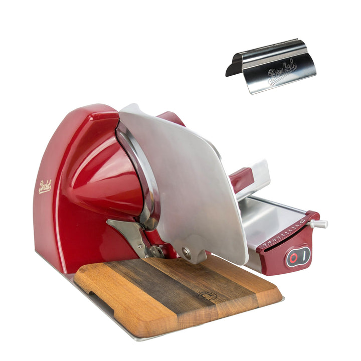 Berkel Aufschnittmaschine Home Line 250 in rot - Premium Schneidemaschine inkl. handgefertigtem Einl
