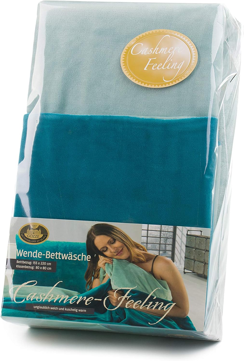 Gözze - Wendebettwäsche, Cashmere-Feeling, Bettbezug: 155 x 200 cm, Kissenbezug: 80 x 80 cm, Mikrofa