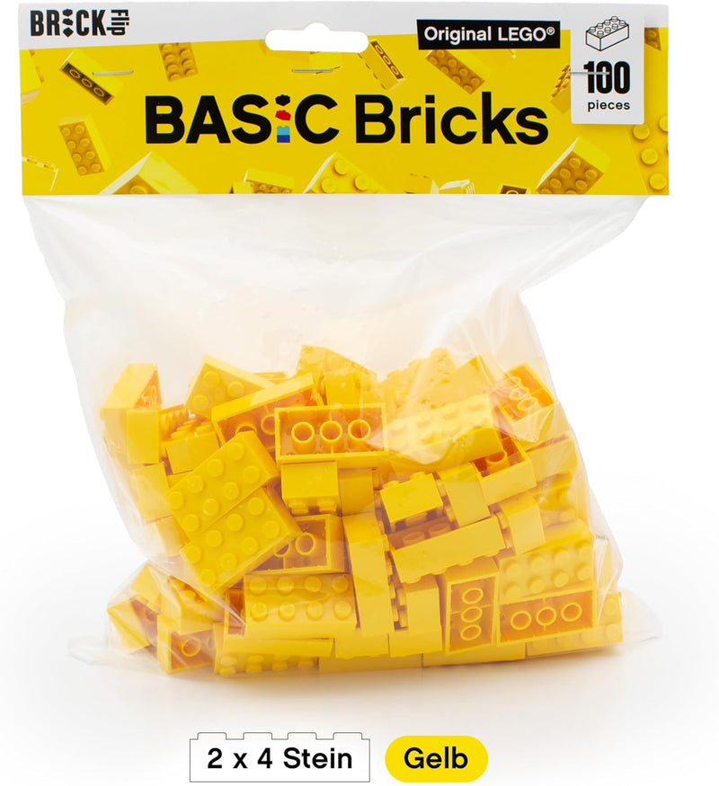Lego Steine Classic, Gelb, 2x4 Bausteine, 100 Stück - Einzelteile Starterset oder Erweiterung für Le
