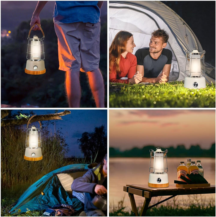 HARPER LIVING Wiederaufladbare LED-Laterne im Retro-Stil, 6 W, 370 Lumen, 5000 mAh, dimmbar, Farbwec