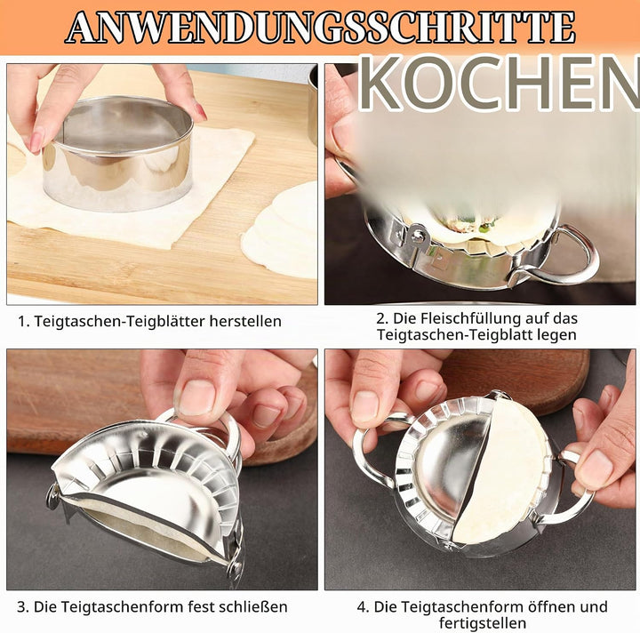 8 Stück Ravioli Former Set, Edelstahl Dumpling, Mit Ravioli Maker Ausstecher und Teigrädchen Teigtas