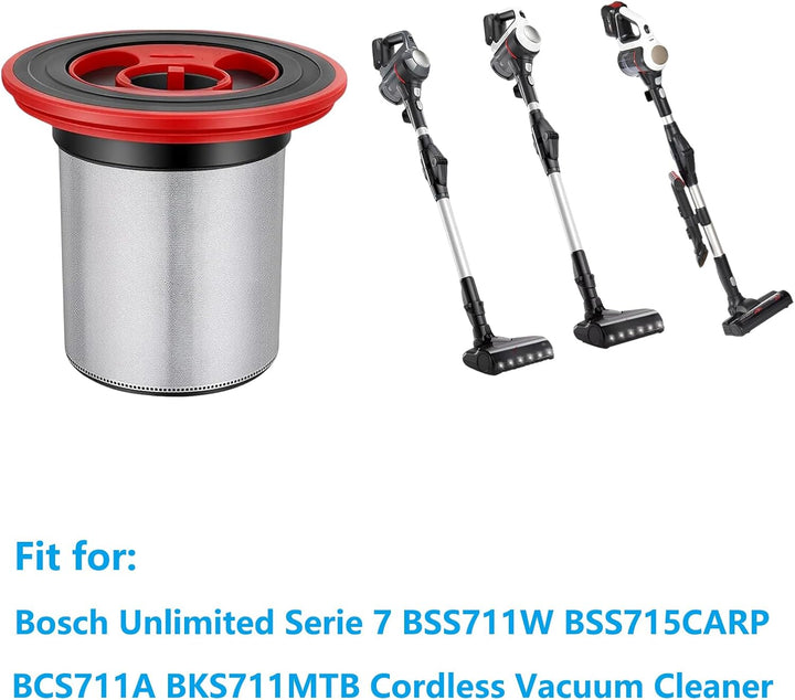 4 Stück Filter Ersatzteile für Bosch Unlimited Series 7 Akku Staubsauger BSS711W BSS715CARP BCS711A
