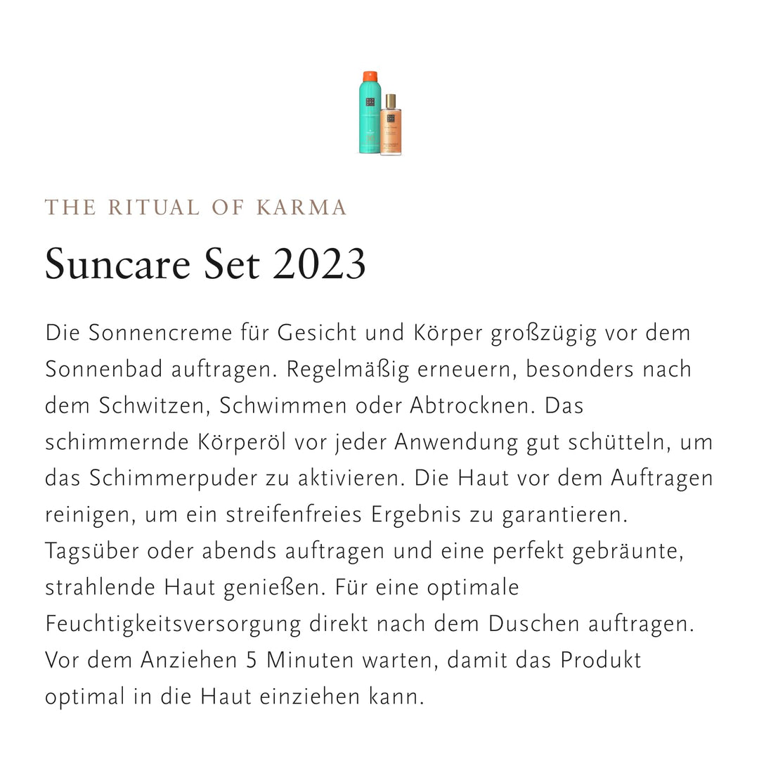 Rituals The Ritual of Karma – Summer Duo – Sonnencreme Spray mit LSF 30 und schimmerndes Körperöl –