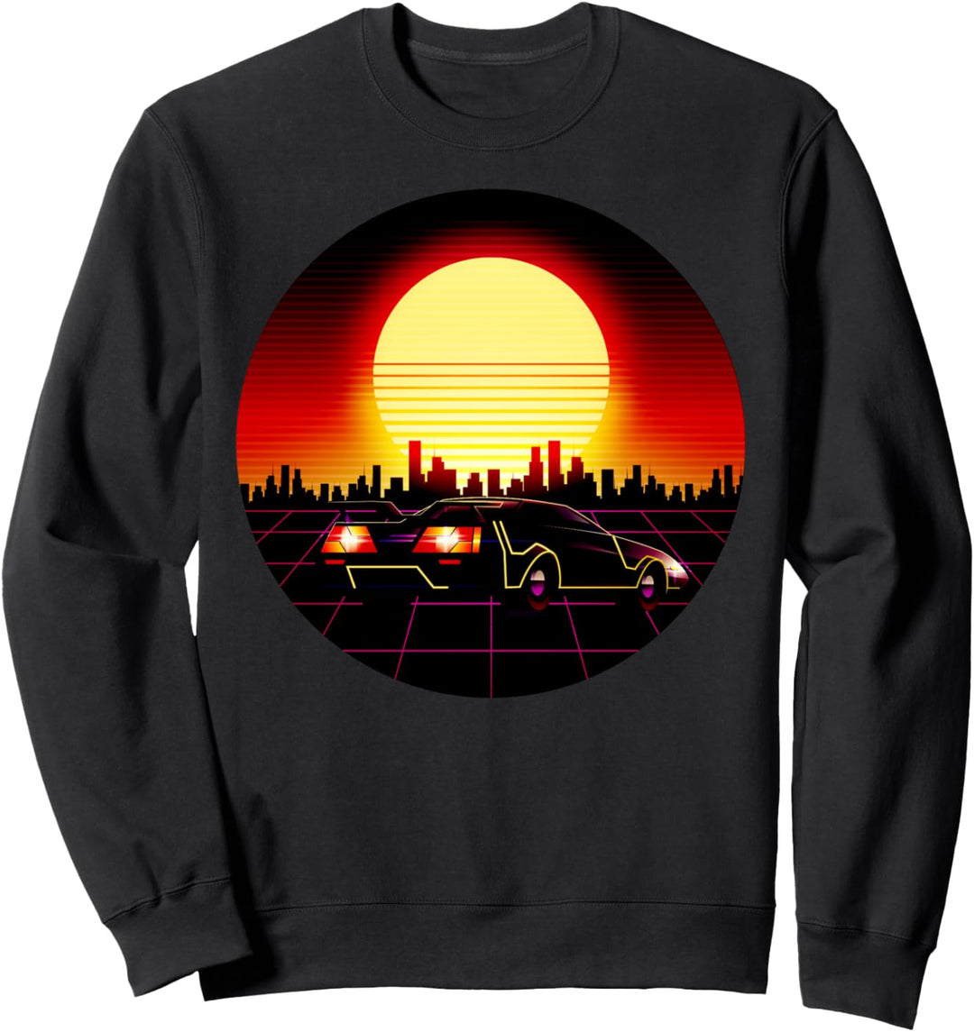 Retro Synthwave Vaporwave 80s Style Design - Car - Skyline Sweatshirt