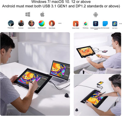 GAOMON PD1620 Grafiktablett - 15,6 Zoll 3840 x 2160 4K IPS Stift-Display für CG Zeichnen/Malen