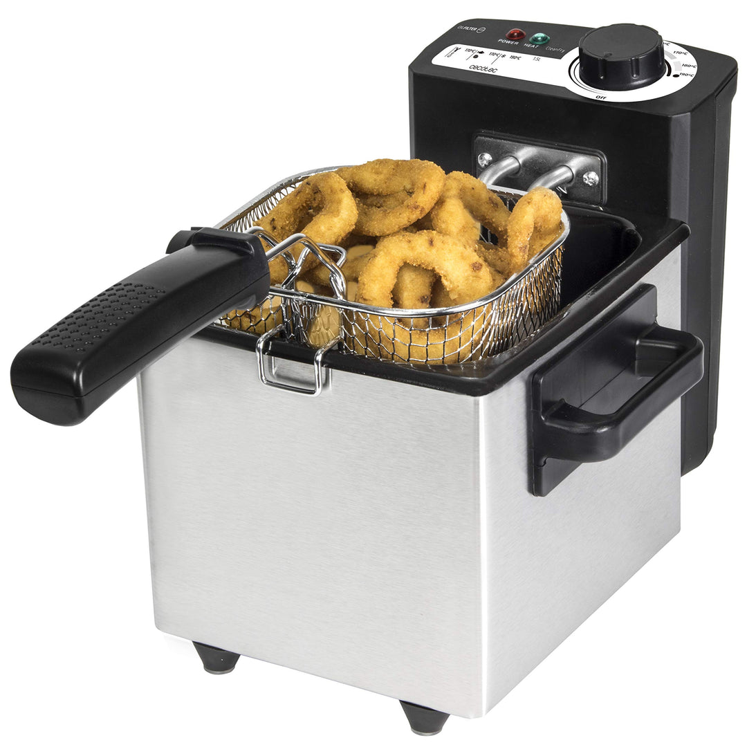 Cecotec Friteuse CleanFry - 1,5-3L, Temperatur bis 190 ªC, Wanne ist Geschirrspühlmaschinen tauglich
