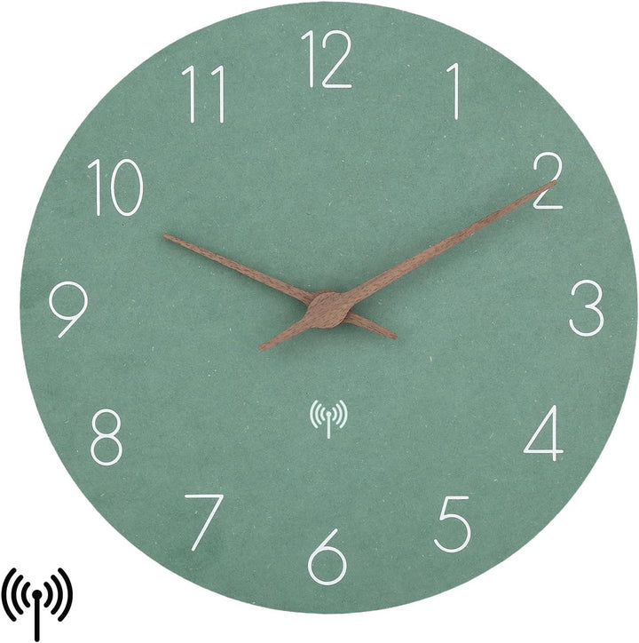 Wand Funkuhr MDF Holz Wanduhr Ohne TickgeräUsche Lautlos 30cm Quarz Batterie Gross Wanduhren Einfach