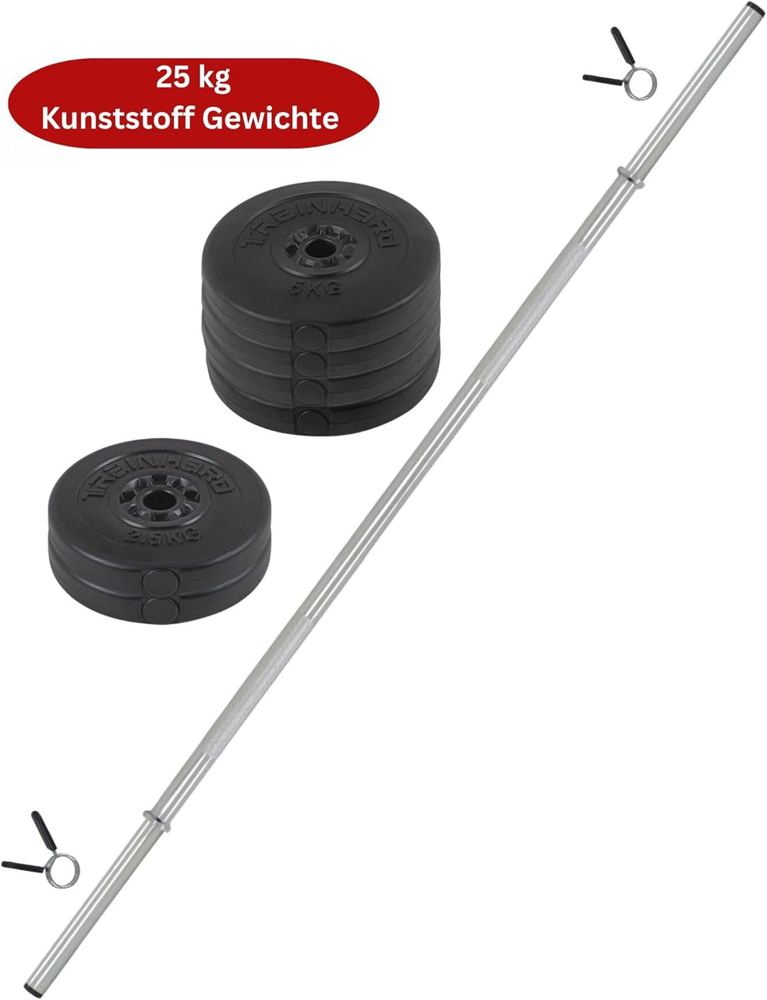 25kg - 110kg Hantelset Hantel Set Langhantel Hantelstange mit Gewichten Hantelscheiben 25 kg, 25 kg