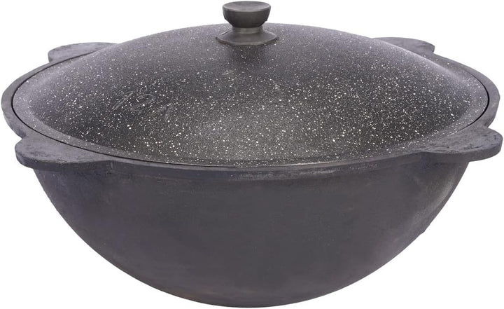Kazan Topf aus Gusseisen mit Deckel, für Utschak geeignet, Outdoorküche Gulasch Kanone Kasan 16 Lite