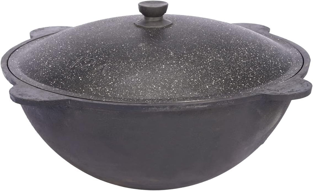 Kazan Topf aus Gusseisen mit Deckel, für Utschak geeignet, Outdoorküche Gulasch Kanone Kasan 8 Liter