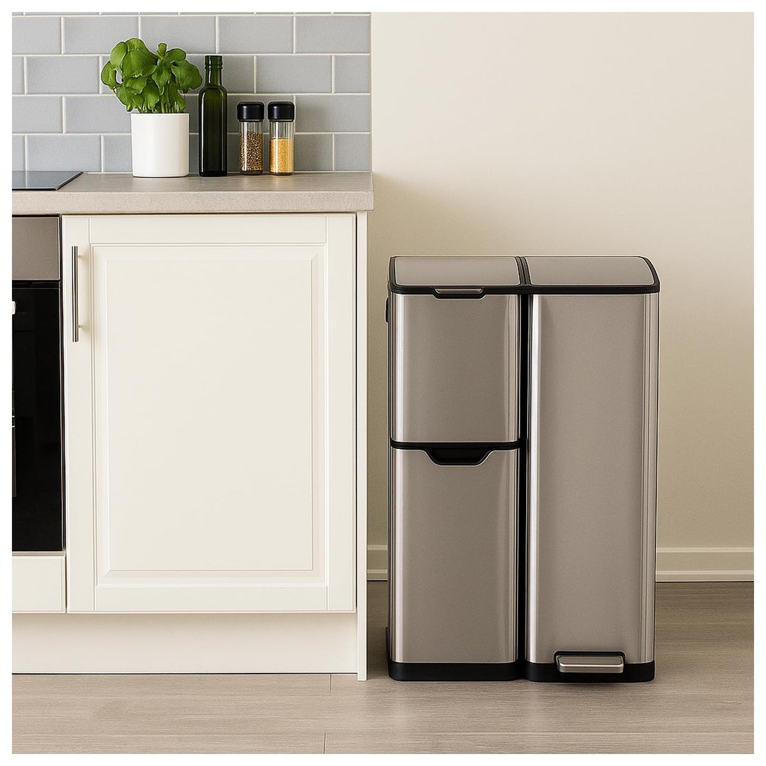 HTI living Abfalleimer Mülltrennsystem mit 3 Behältern Mülleimer 60 Liter
