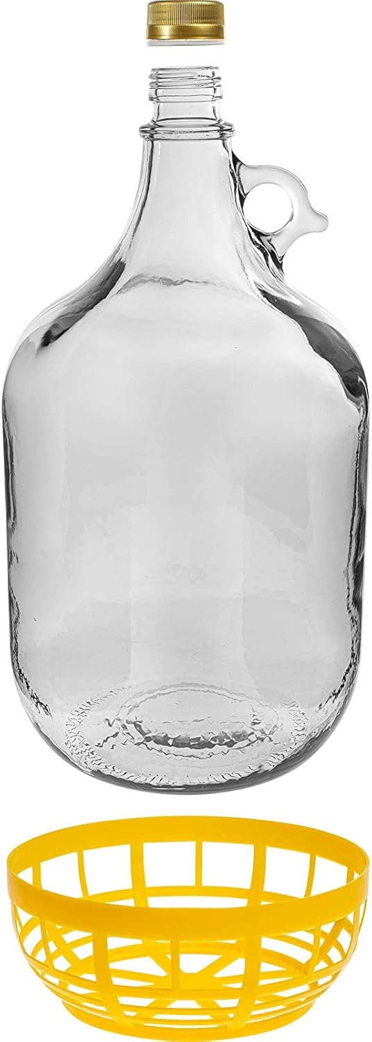 lilawelt24 4 STÜCK 5L GLASBALLON mit Kunststoffkorb Weinballon GÄRBALLON GLASFLASCHE