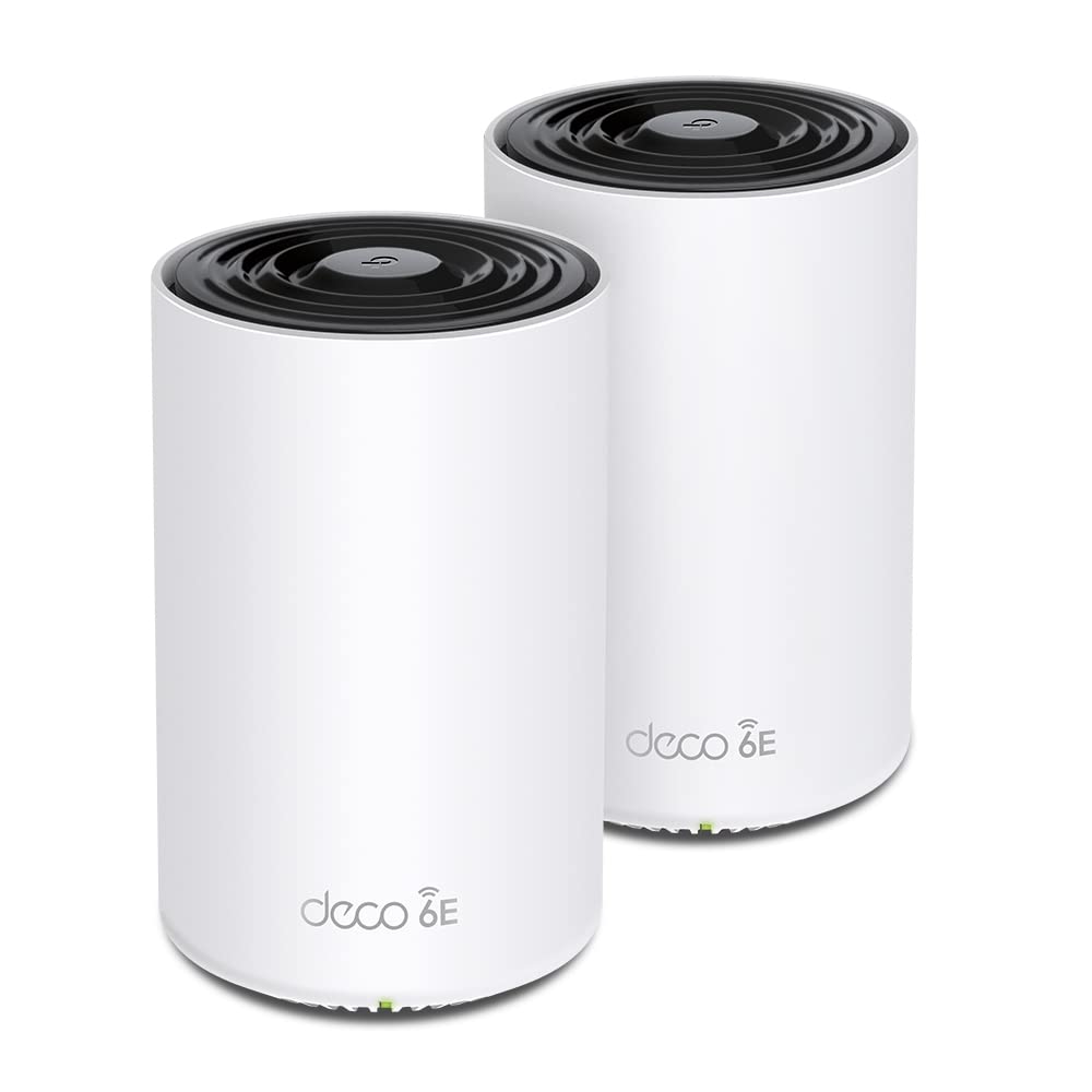 TP-Link Deco XE75 Pro Mesh WLAN Set (2 Pack), Wi-Fi 6E AXE5400 Tri-Band Router & Repeater, 1× 2.5G P