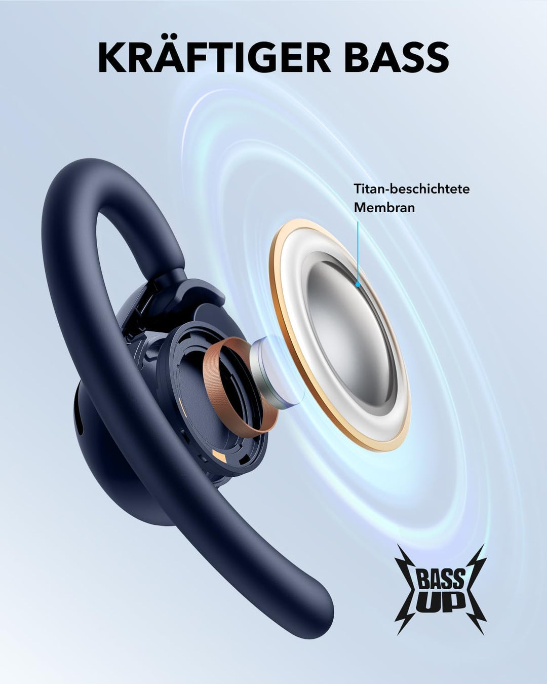 soundcore V20i von Anker Open-Ear Kopfhörer, verstellbare Ohrhaken, komfortabel, fester Halt, starke