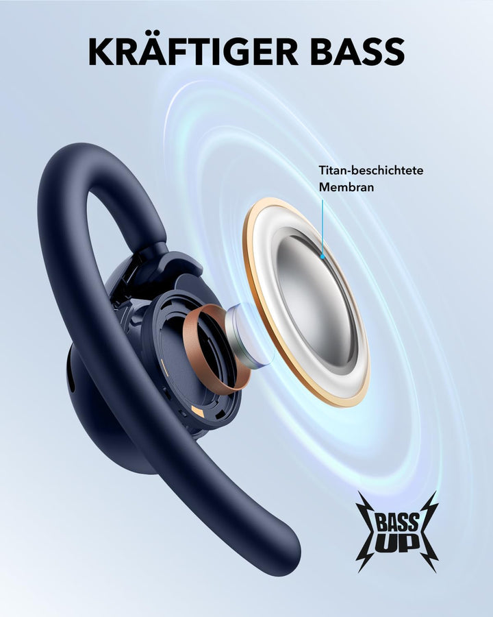 soundcore V20i von Anker Open-Ear Kopfhörer, verstellbare Ohrhaken, komfortabel, fester Halt, starke