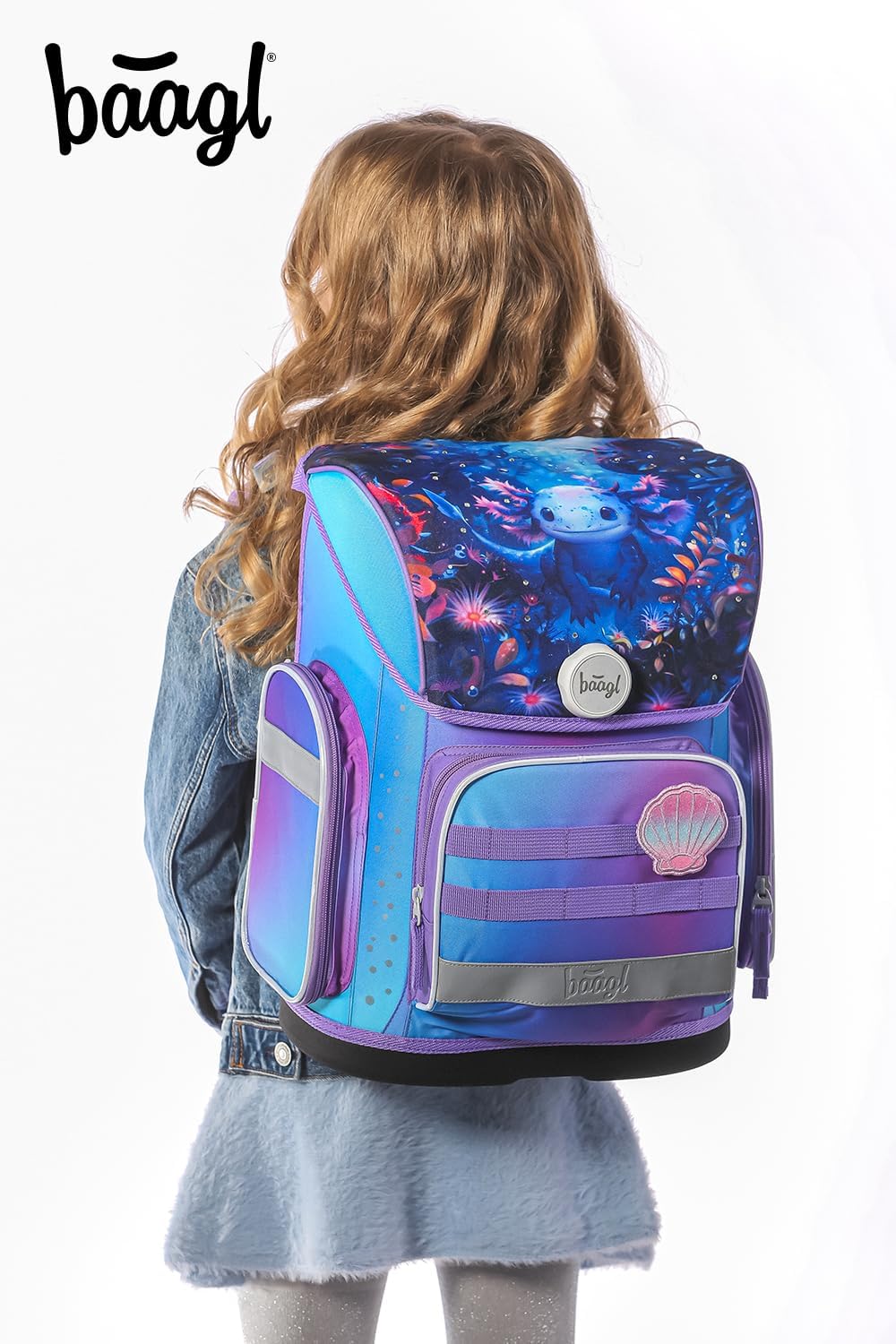 Baagl Schulranzen Mädchen Set 5 Teilig (Ergo Schultasche für 1. Klasse, Mäppchen, Turnbeutel, Schürz