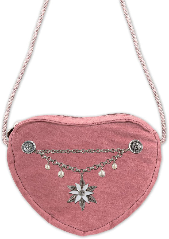 Alpenflüstern Herztasche Edelweiss-Charivari - Damen Trachtentasche in Herzform, Schultertasche fürs