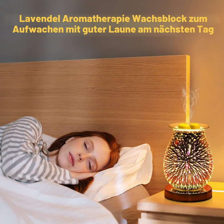 Elektrische Duftlampe aus Glas, Duftwachs 3D Feuerwerk Aromalampe, Touch-Steuerung Nachtlicht, Dekor