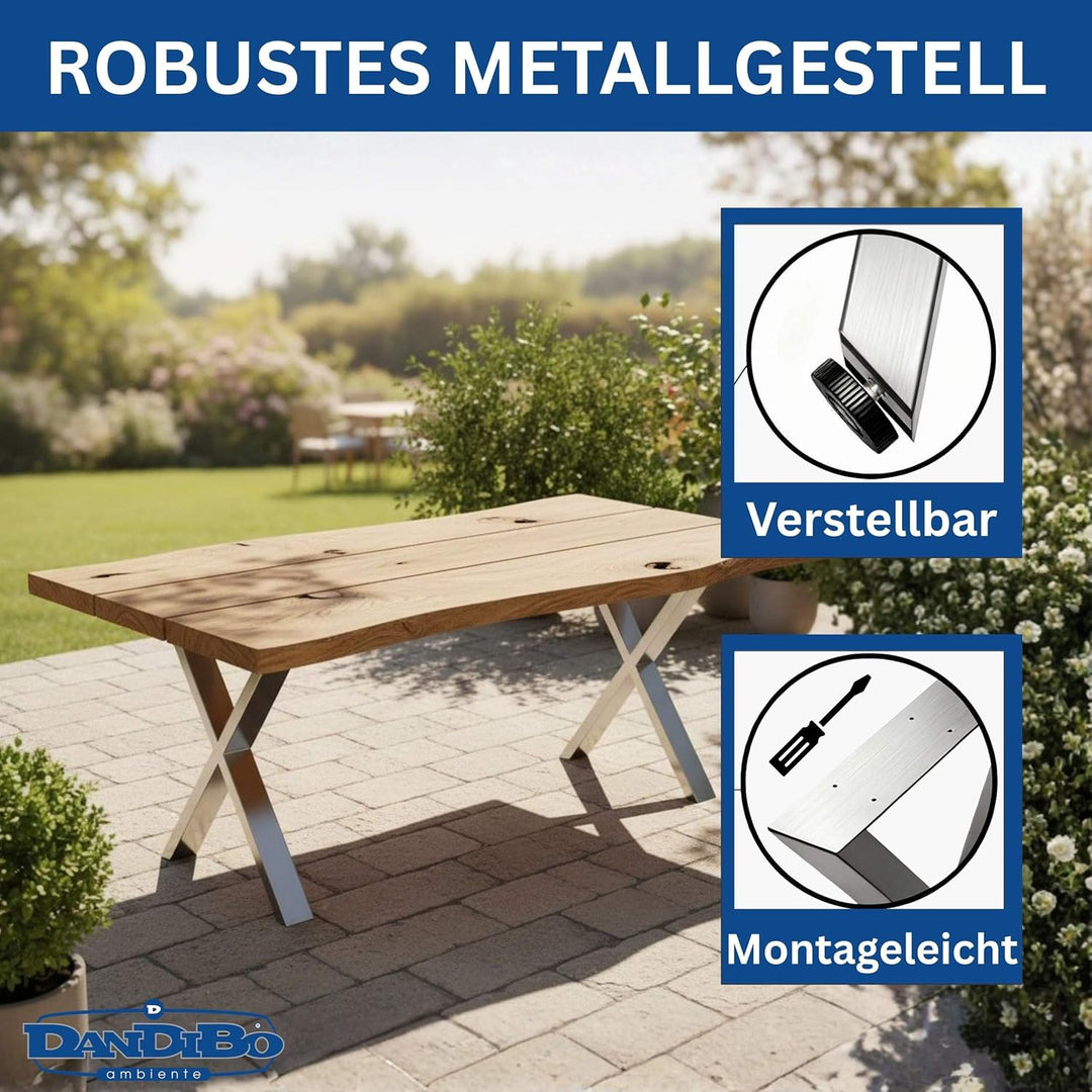 DanDiBo 2X Tischbeine Edelstahl 72 x 60 cm Tischgestell Höhenverstellbar 96676 Tischfüsse Möbelfüsse