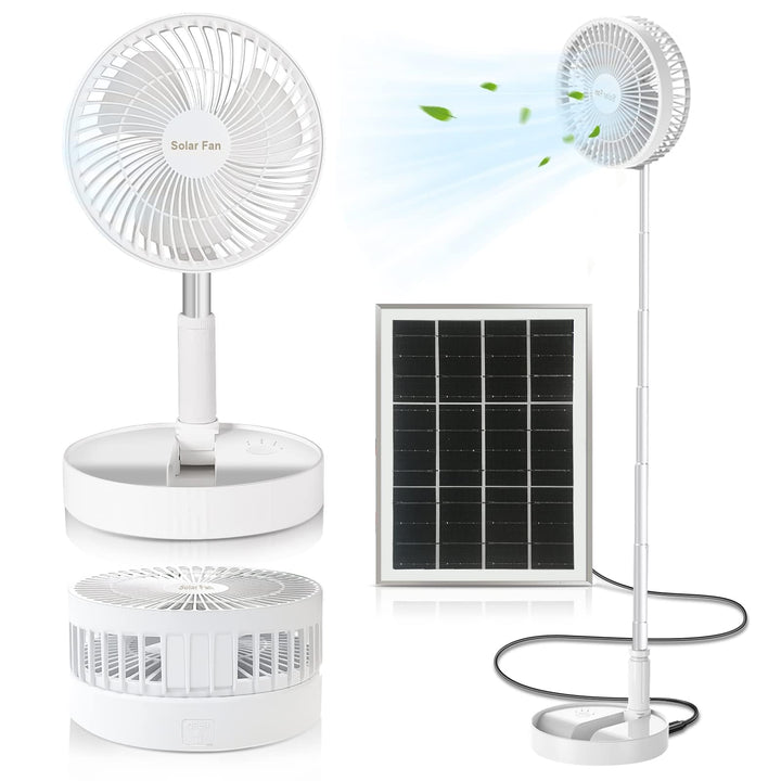 BoloShine Klappbarer Standventilator, Mini Teleskopventilator USB Wiederaufladbarer Ventilator Solar