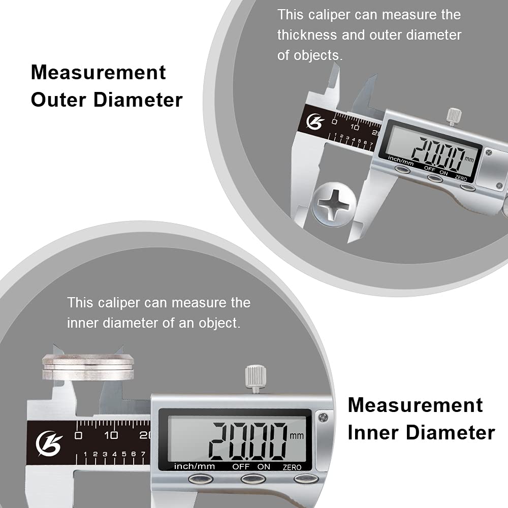 KETOTEK Messschieber Digital Schieblehre Edelstahl, 150mm / 6-Zoll Schublehre mit Ersatzbatterie, Ca