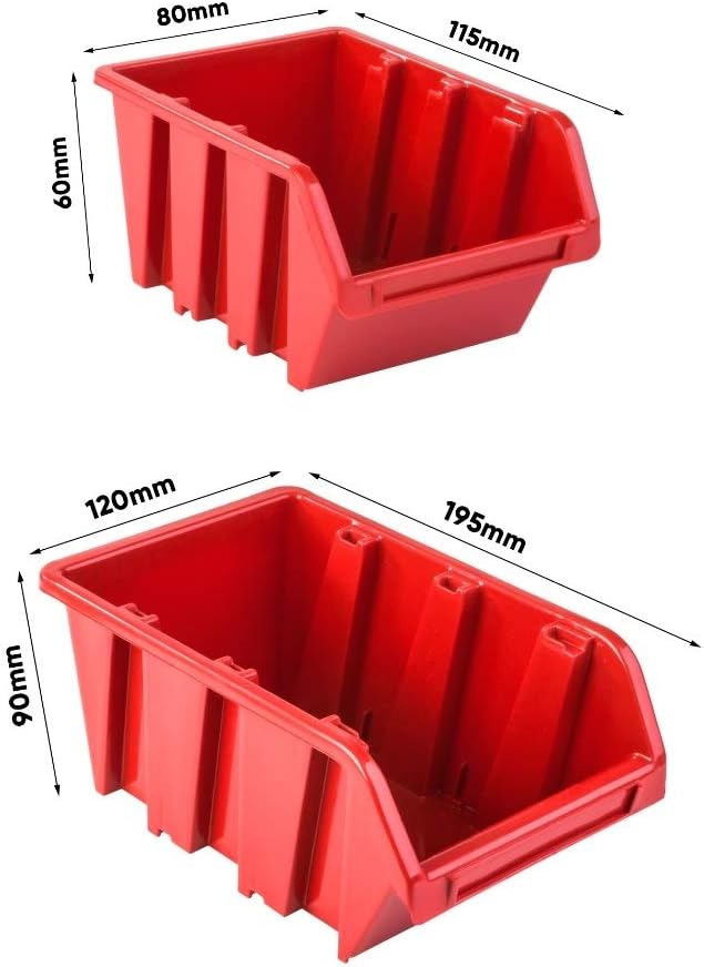 PAFEN Werkzeugwand Stapelboxen 1728 x 780 mm - Lagersystem Set Werkzeughaltern und 36 Stück Box - Wa
