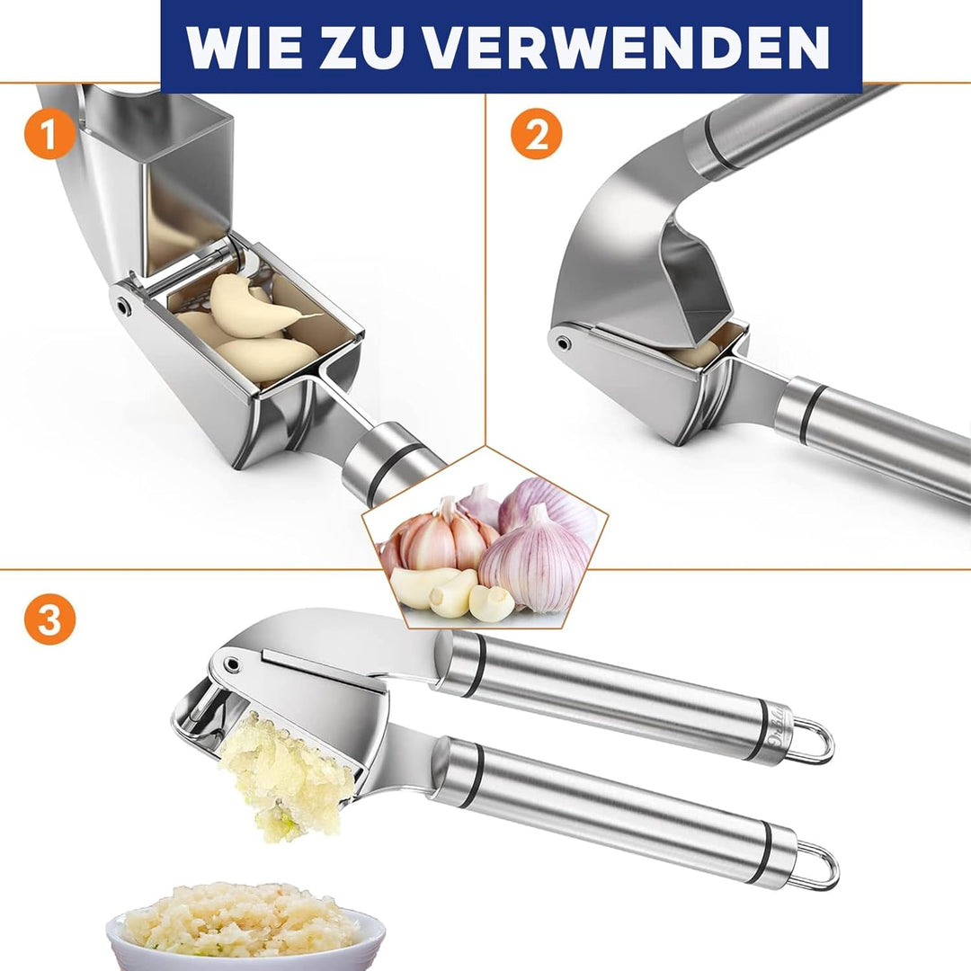 Knoblauchpresse,Einfaches Ausdrücken von Knoblauch und Ingwer(KeinSchalen Nötig),Leicht zu Reinigend