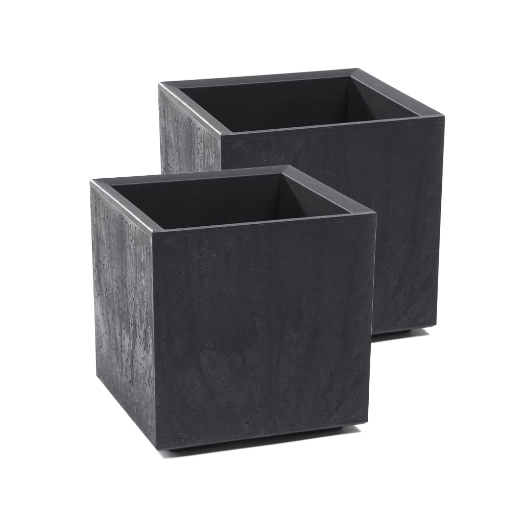 Kreher Set: 2 x XL Pflanzkasten Karo in verschiedenen Formaten und Farben. Tolle Beton Optik in Grau