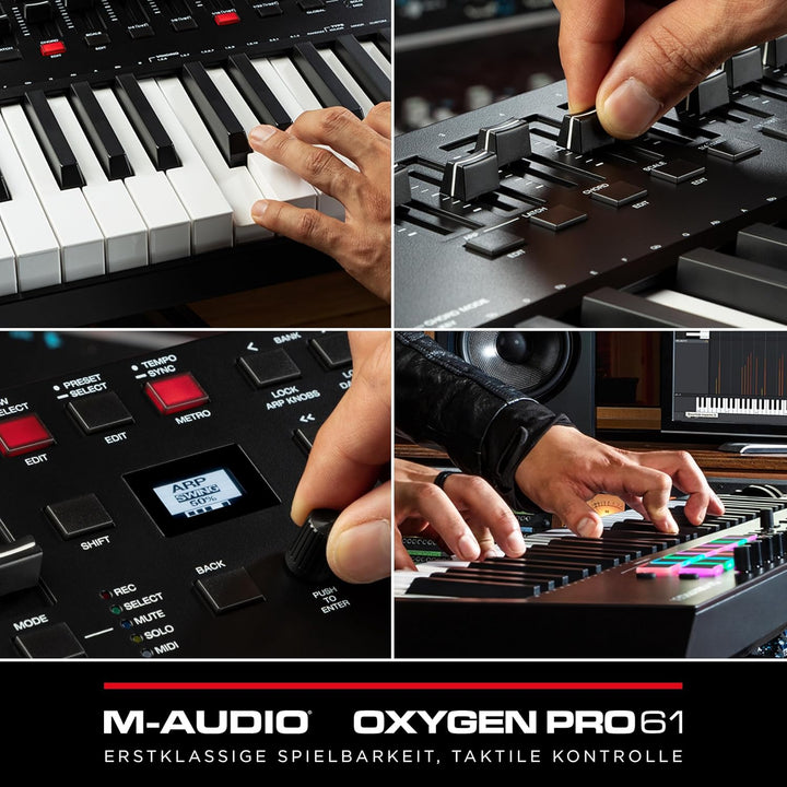 M-Audio Oxygen Pro 61 – 61-Tasten USB MIDI Keyboard Controller mit Beat Pads, MIDI-zuweisbaren Regle